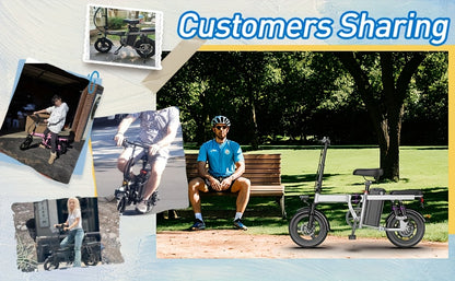 Hisent Adult Electric Bicycle, 48V 6A10A/15A/17.5A Lithium Battery, 20MPH, 8-35 Miles Range, 740W Brushless Motor, Multiple Shock Absorbers, 14" High-quality Tires, 3-step Folding, LCD Display, with Headlight And Taillight, C