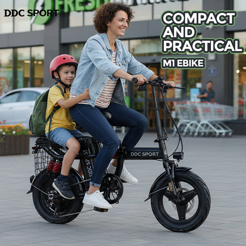 M1 Electric Bike For Adults,32 Miles Range,700W peak motor,20MPH Speed, 48V 20Ah Removable Battery, Dual Disc Brakes, Front And Rear Suspension & Commuter EBike, 14'' all-purpose tire, LCD Mileage Display