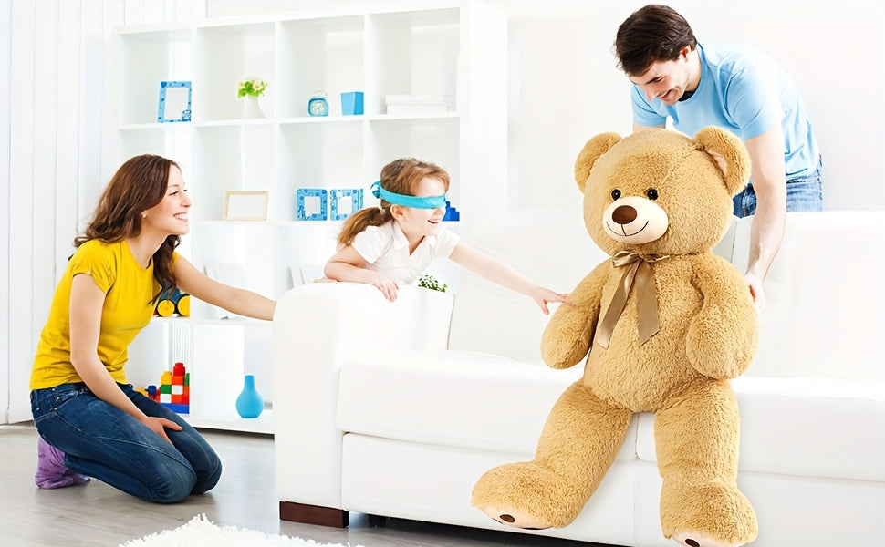 MorisMos Giant Teddy Bear Stuffed Animal 4ft, Big Teddy Bear Plush For Shower, Life Size Stuffed Bear Gifts For Kids, Girls, Girlfriend, Women On Valentine, Christmas, Birthday, Light Brown