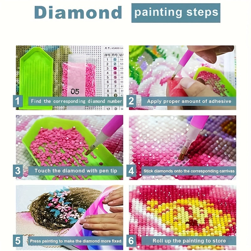 New product! Best-selling 5DIY diamond art painting kit, round diamond mosaic wall art craft kit, accessories for home wall decoration, gift, frameless