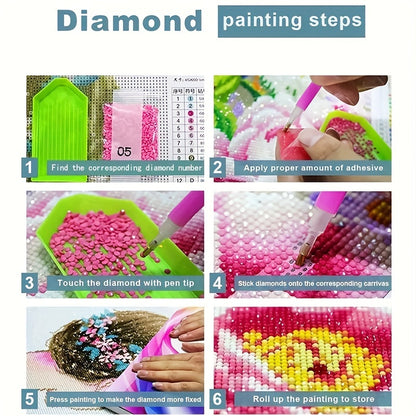 New product! Best-selling 5DIY diamond art painting kit, round diamond mosaic wall art craft kit, accessories for home wall decoration, gift, frameless