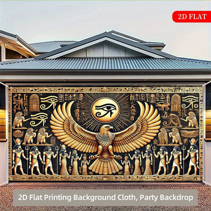 2D Flat, Ancient Egypt Eagle Eye Tapestry - 2D Flat Polyester Wall Hanging with Hieroglyphs & Sphinxes Design, 27.95x61.81inch (70.87x157.48inch) - No Electricity Needed, Large Decorative Art for Indoor/Outdoor, Weddings, Bir