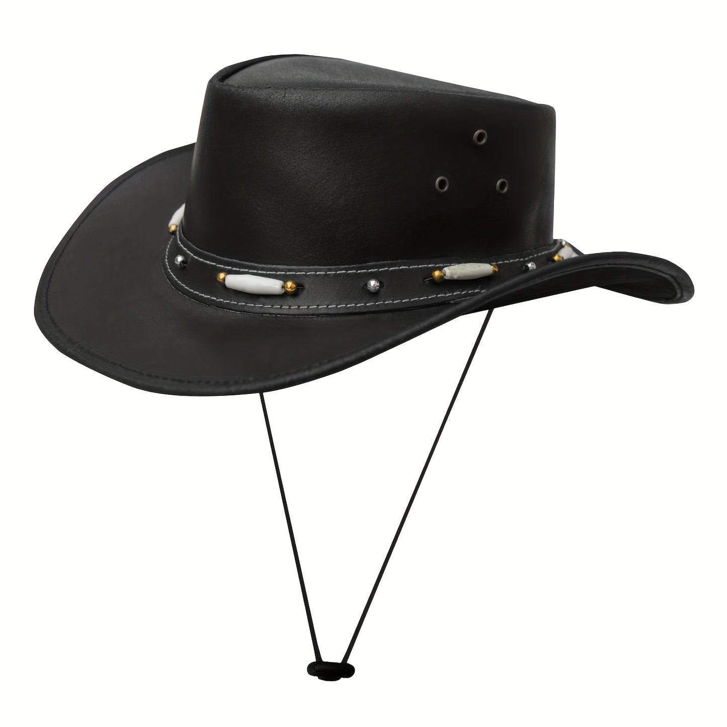 SideWinder Australian Cowboy Genuine Leather Hat Unisex Adult for Men And Women Shapeable Outback Western Style Wide Brim, Festival Unisex Outdoor Accessory, High Quality &, Stitching, Lightweight Top-Grain Genuine Leather, A