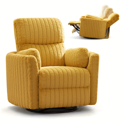 KERDOM 3-in-1 Electric Rocker Recliner Chair with 270° Swivel & Memory Foam, Heavy-Duty Rocking Recliner Sofa Bed with Global Voltage (110-240V), Plug-in Floor Design (No Wood Parts) - Beige/Yellow/Gray