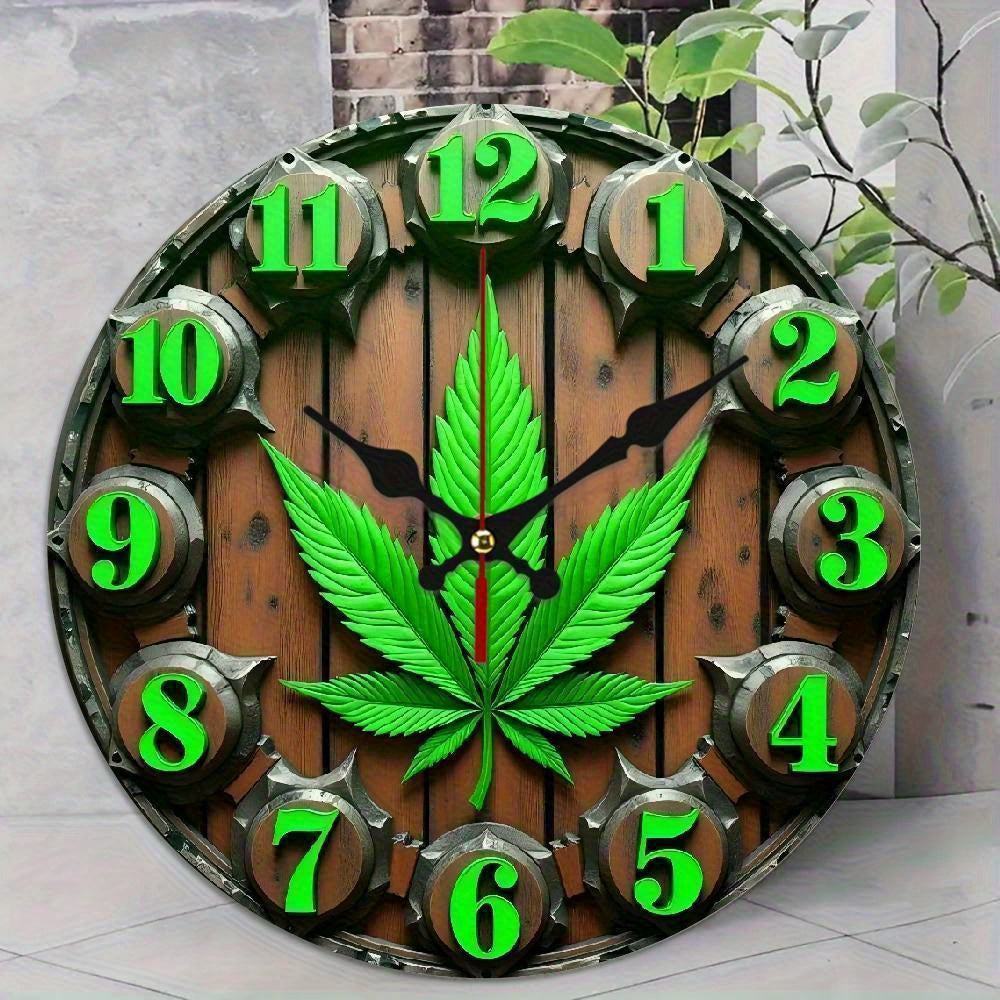 The 2D Plane "Welcome to Our Joint Space And Relax!" Four-Leaf Clover-Themed Wall Clock Features a Silent Quartz Movement. It Is an Ideal Choice for Wall Decoration, an Excellent Gift for Birthdays, Christmas And Halloween
