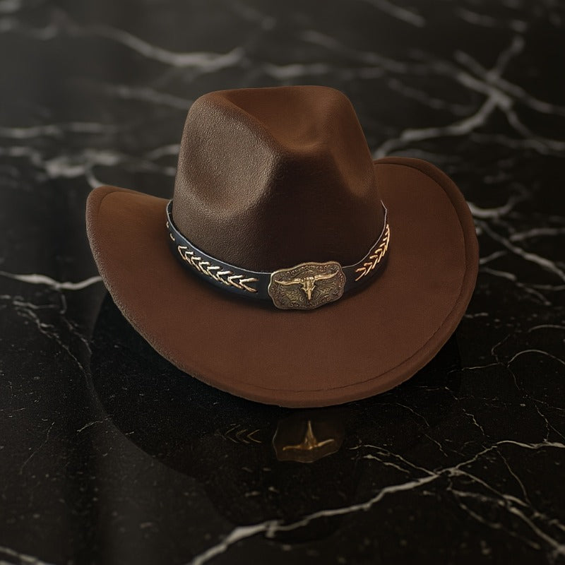 Classic Western Cowboy Hat - Wide Brim, Lightweight Felt Cowboy Hat with Drawstring Closure, Unisex for Men & Women, Western, Farm, Beach, Party, Everyday Outdoor - Vintage Western Style Hat in Gift Box, Wide Brim Cowboy Hat,