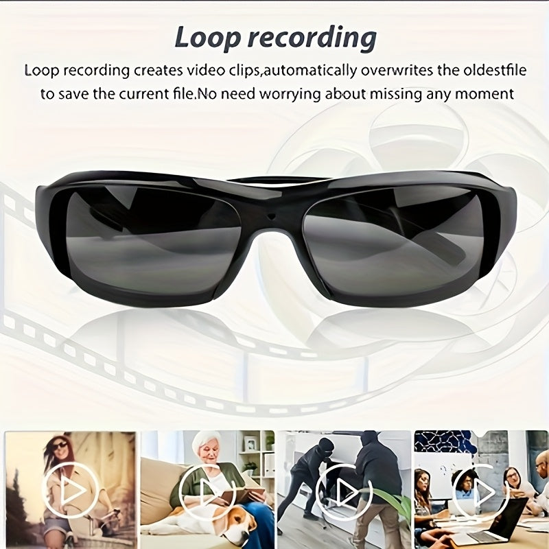High Definition Video Glasses, 1080P High-definition Smart Glasses, Wearable Video Glasses, 90 Minute Battery Life, 75 ° Wide-angle, 64GB Storage Card, Sports And Conference, Body Camera