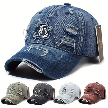 Retro Western Baseball Cap - Vintage Distressed Jeans-like Hat with Snapback Closure, Lightweight Non-Stretch Fit for Men & Women, Casual & Formal Events - Durable Everyday Cowboy Hat