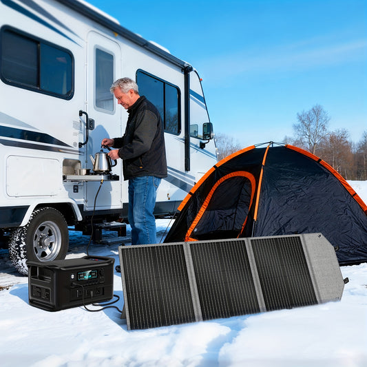 1024Wh LiFePO4 Battery UPS Portable Power Station Solar Generator/100W Solar Panel, Power Outage Prevention, Backup Battery Power Bank With AC 110V DC USB USB-C Output And LED Light, Outdoor For Camping Traveling RV Trip Home