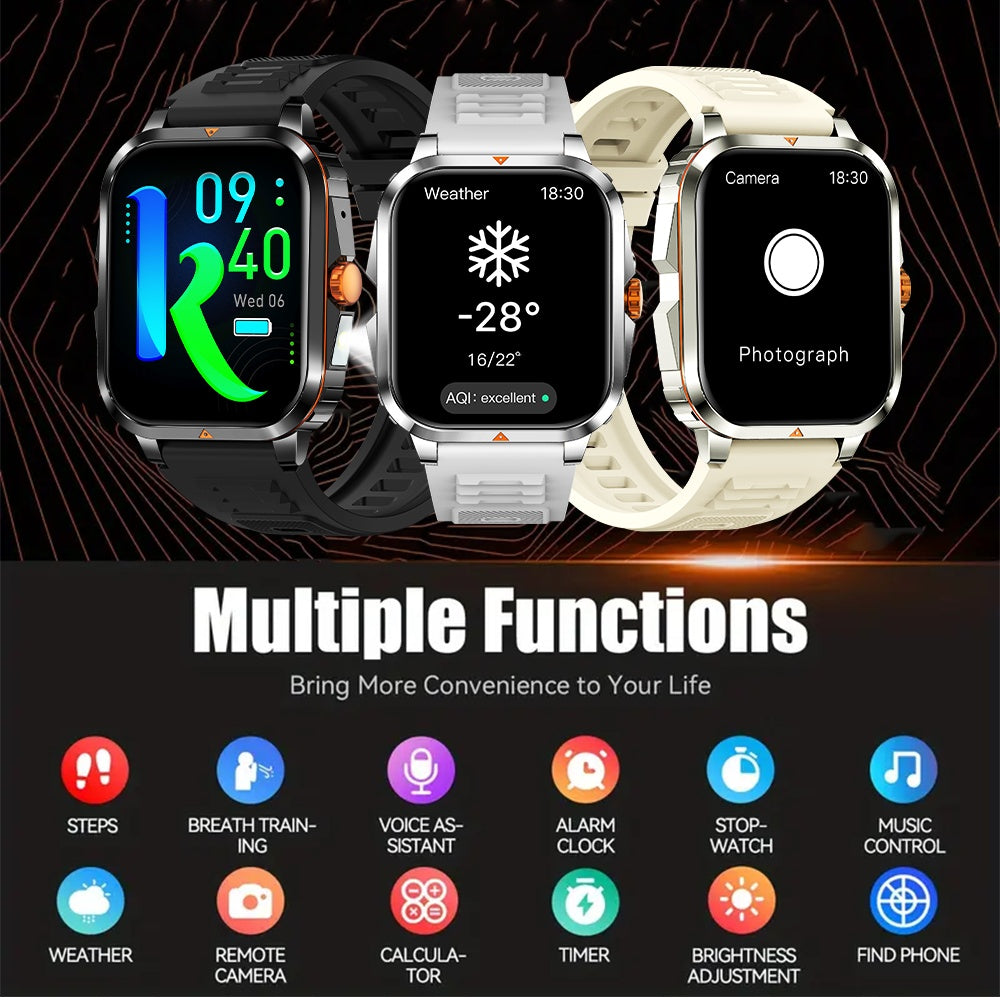 2025-Themed Touch Smart Watch with LED Lighting, Wireless Call, SMS Reminder, USB Charging, Fitness Tracker, Step Counter, Calorie, Music, Weather, Alarm, Calculator