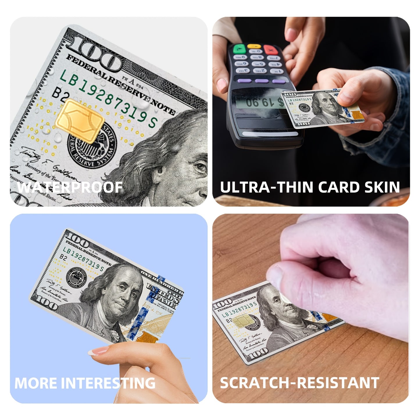 4pcs Ultra-thin Light Beige Vinyl Residue-free Stickers for Credit Cards, Bank Debit Cards, Transportation Cards, High Quality, Scratch-resistant, Anti-slip Film