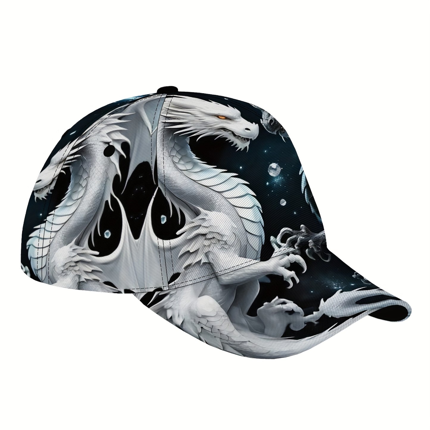 1pc Adjustable Dragon Baseball Cap for & - Black & White /Korean Dragon Scale & Wing Design, Lightweight PET &, Cool Casual Outdoor Sports Hat, Valentine's/Masquerade/ Accessory (Dragon