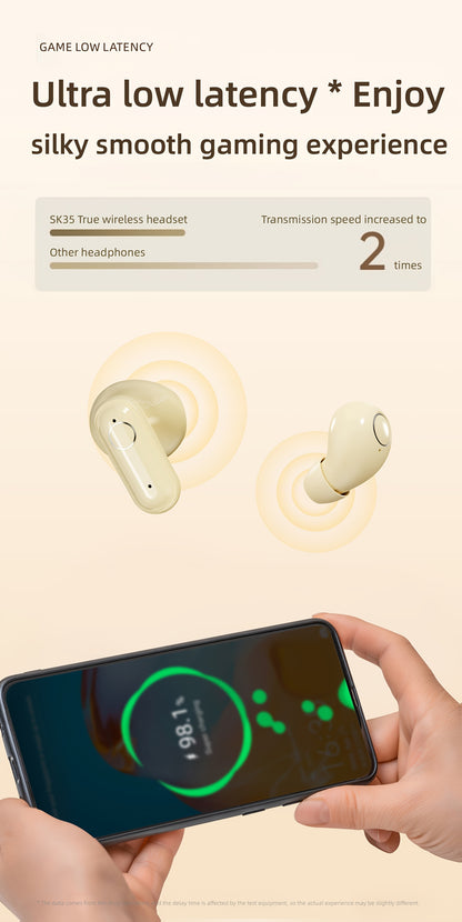 Ultra Small Mini Sleep, Short Handle Sports Wireless Earphones, HiFi Bass Stereo Dual Sound Quality 5.4 Wireless Earphones, Comfortable Noise Reduction Wearing, High-definition Digital Display With Microphone, Ultra Long Stan