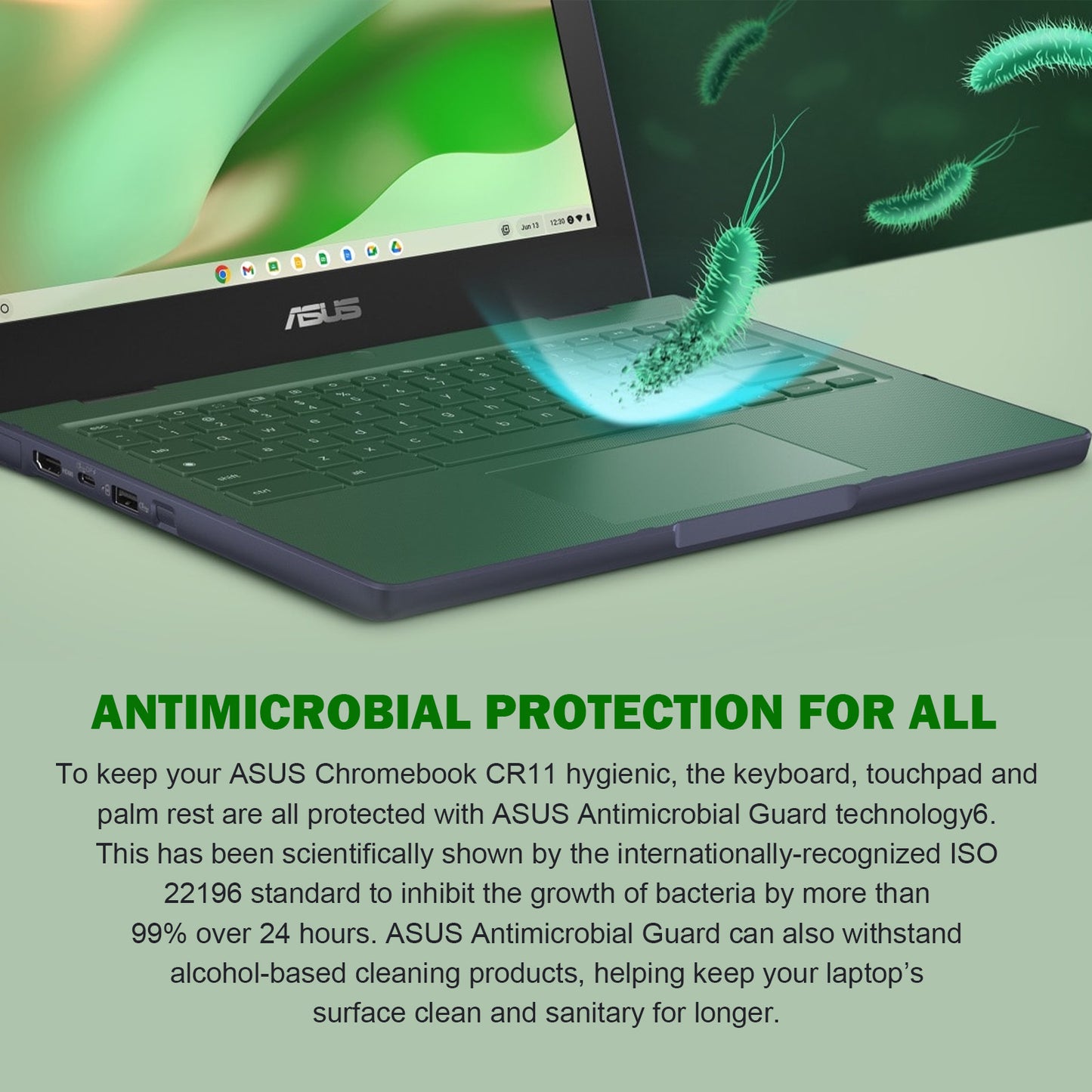 ASUS Chromebook CR11 Ruggedized Laptop | 11.6" HD 16:9 Display, Intel N100 Processor, 4GB LPDDR5 RAM, 64GB eMMC, Spill-Resistant Keyboard, Wi-Fi 6E, 180° Lay-Flat, Mineral Grey, CR1104CGA-AS44