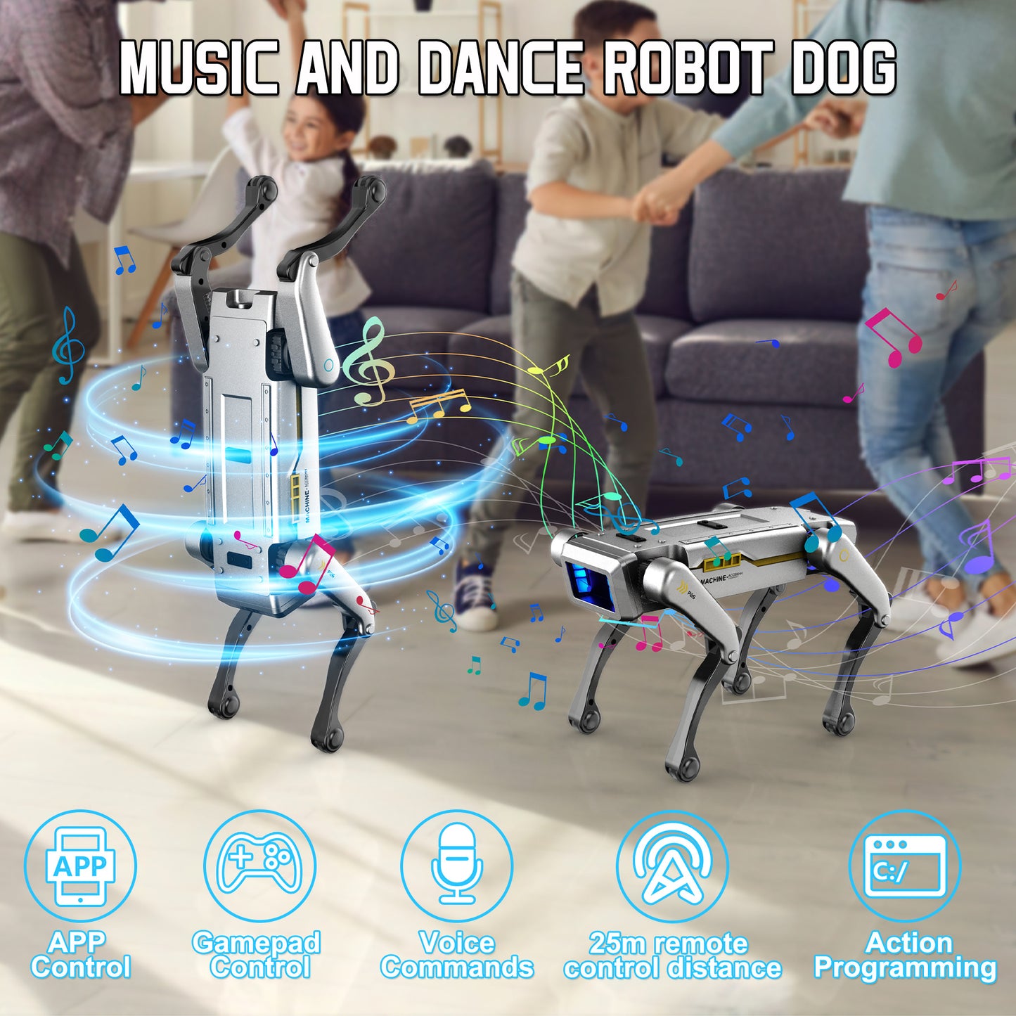 Intelligent Robot Dog - Remote Control, Special Effects Robot Dog, Dancing, Multi-Functional, Intelligent Programming Companion Toy Christmas gift New Robot Dog, Wireless Remote Control Dog, AI Voice Control Can Be Connected