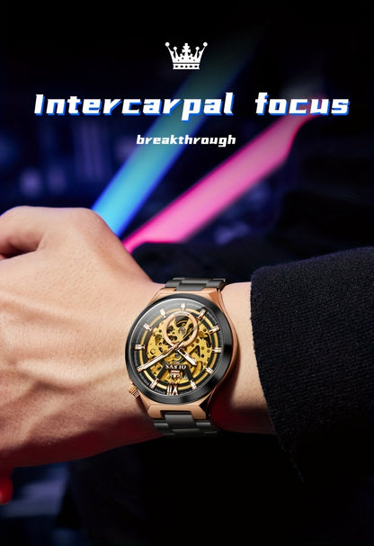 OLVES Stainless Steel Automatic Mechanical Watches For Men Luxury Top Brand Business Fashion Men'S Watches New Trend Classic Original High Quality Best Selling Men'S Wrist Watches, Without Battery