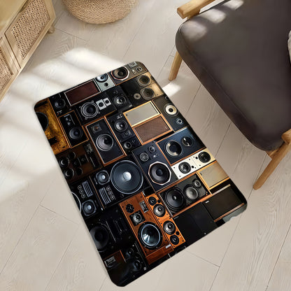 2D Flat Diatom Mud Mat1pc High-end Diatom Mud Music Speaker Design Mat, Non-slip Floor Mat, Tapestry, Yoga Mat, Machine Washable and Colorfast, Suitable for Living Room, Bedroom, Bathroom, Kitchen, Study, Computer Room, Indoo