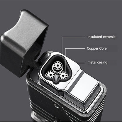 Cigar Lighter Torch Lighter Triple Flame Butane. Refillable Lighter with Cigar Holder, All-in-one Lighter, Stylish Men's Gift. Portable Lighter Perfect Suitable for Outdoor, Indoor, BBQ, Candle. Windproof Torch Lighter(Butane
