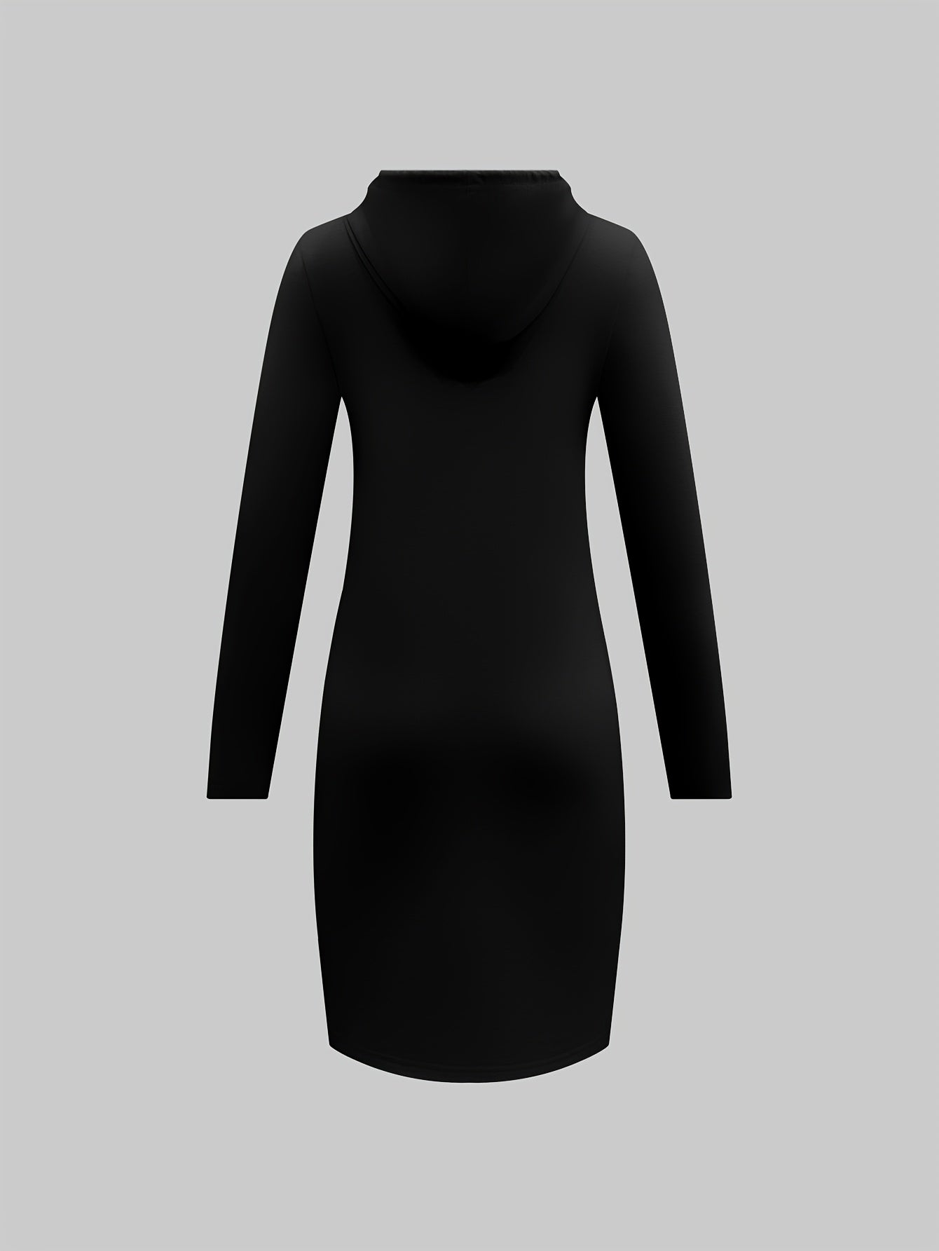Print Bodycon Hooded Dress, Casual Drawstring Sweatshirt Dress for Spring & Fall, Women's Clothing