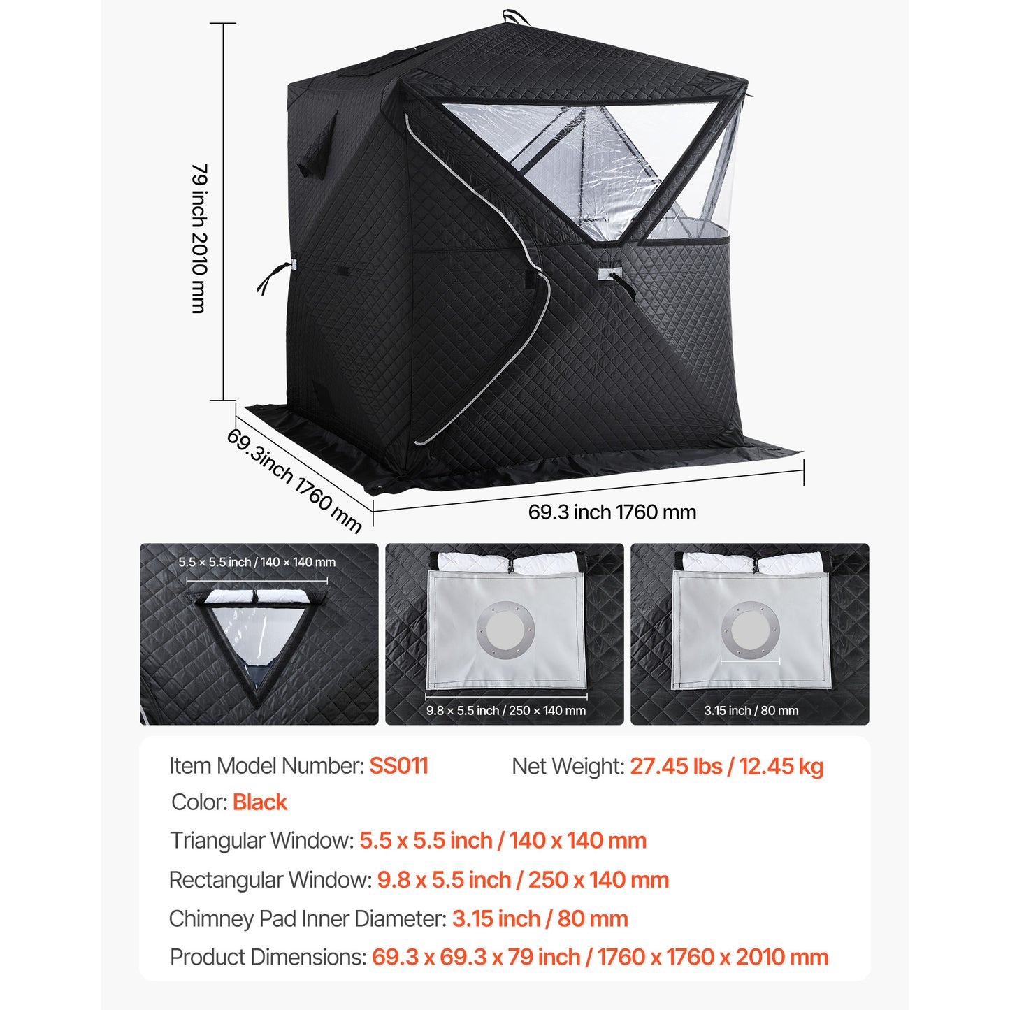 VEVOR Outdoor Steam Dry Sauna Tent for 4 Person for Camping Black