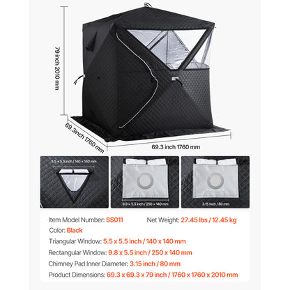 VEVOR Outdoor Steam Dry Sauna Tent for 4 Person for Camping Black
