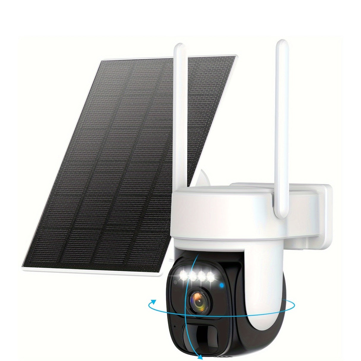 5pcs Solar Outdoor Wireless Security Camera, 2K 360° Panoramic Tilt Low Power WiFi Security Camera, Cctv 2.4G WiFi, PTZ With AI Motion Detection, Color Night Vision, Two-way Audio, Cloud Storage, Application Connection IP66