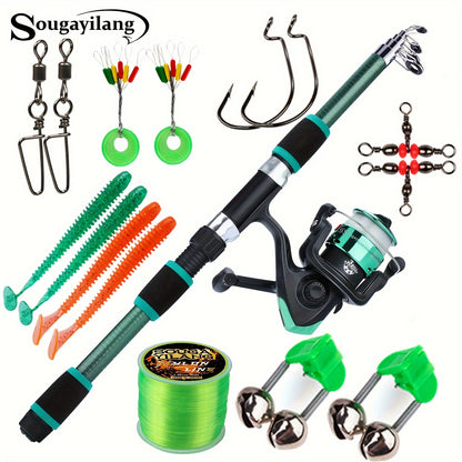 Sougayilang Fishing Rod Combo Set, 1.8m Telescopic Sea Fishing Pole With Reel, Line, Lures & Accessories For Beginners
