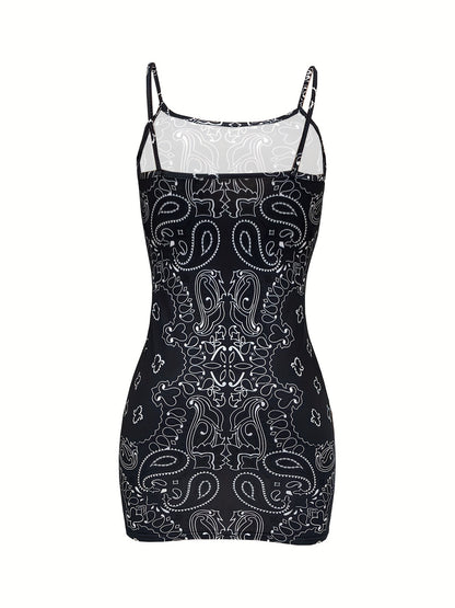 Women's Paisley Print Sleeveless Off-Shoulder Dress - Blue & White Bohemian Summer Dress with High Stretch, Machine Washable Lightweight Party & Casual Outfit for Beach, Festivals, Night Out - Elegant Women's Fashion