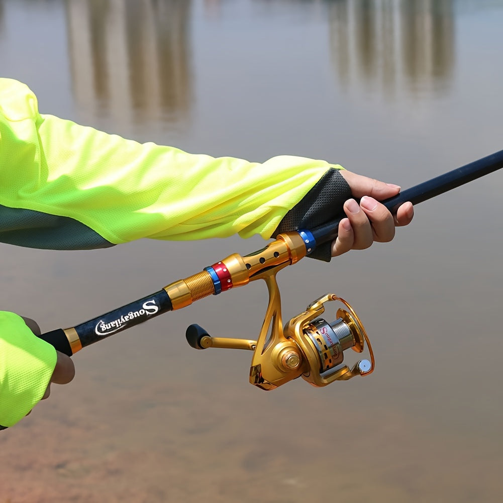 Carbon 70.87-141.73inch Telescopic Fishing Rod With Spinning Reel, Fishing Rods And Reels Set For Travel Saltwater Freshwater, Fishing Set