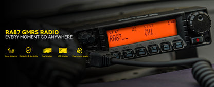 (Black 1Pack)Retevis RA87 GMRS Mobile Radio, 40W Mobile Transceiver Base Station with Cable, 8 Repeater Channels, Chirp, Dual Watch, Long Range Two Way Radio for Off-Road, Emergency Radio, Offroad Communication, Heavyduty Con