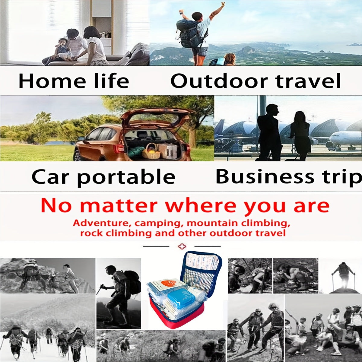 344/738/1030pcs In One Multifunctional Portable Emergency Kit, Suitable for Family, School, Car, Travel, Outdoor Exploration, Essential for Preventing Emergencies, And The Thoughtful First Choice Gift for Family And Friends!