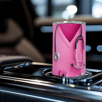 1pc MISVAN Nurse-Themed 20oz Vacuum Insulated Cup with Lid - Customizable "Your Name" Design, Pink Stethoscope & Medical Symbol, Perfect Gift for Mother'S Day, Father'S Day, Nurses' Day & Birthdays, Travel & Sports Drinkware,