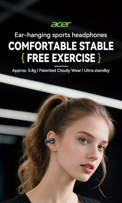 [Acer 2025 New Model]Acer OHR555 TWS Wireless Earphones, Shocking Bass, Call Noise Reduction, Ultra Long Standby, Low-latency Gaming, All-day Comfort, Lightweight Touch, Stylish Appearance, Study/Business/Travel/Sports/Music,