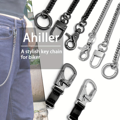 Ahiller Business Style Wallet Chain, Hip Hop Style Keychain - Dual Lock Security Design, Outdoor Camping, Traveling Accessory for Motorcycle/Daily Use with Scratch Resistant Coating, Men's EDC Carrying Gear Chain, Perfect Gif