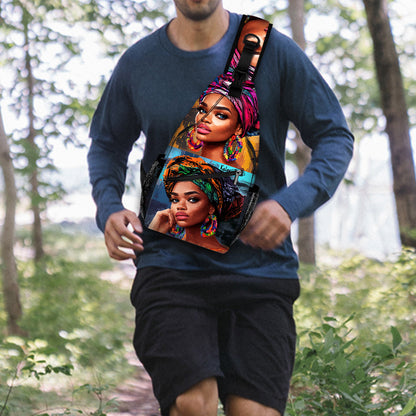 African Woman Print Waist Bag, Crossbody Chest Pouch, Hiking Backpack, Foldable Large Capacity, for Shopping, Work, Casual Travel, Perfect Holiday or Birthday Gif