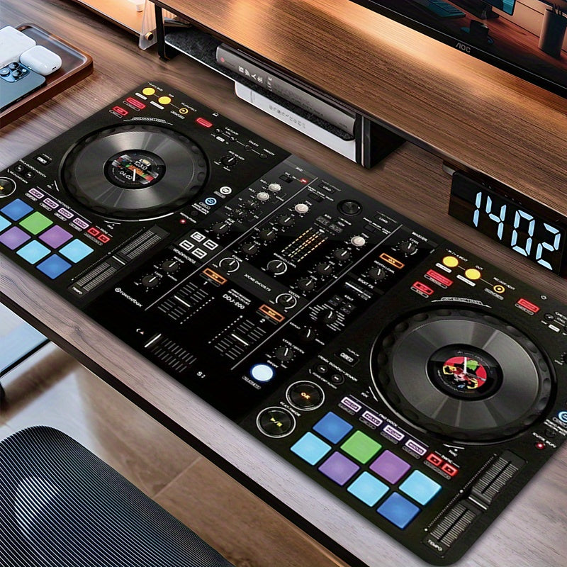 Extra-Large DJ Mixer Gaming Desk Mat - 35.4"x15.7" (90x40cm) Non-Slip Music Production Station with DJ Equipment Layout, Keyboard & Mouse Pad for Home Studio, DAW Control, Ideal Gift for DJs & Music Producers - Vibrant DJ Set