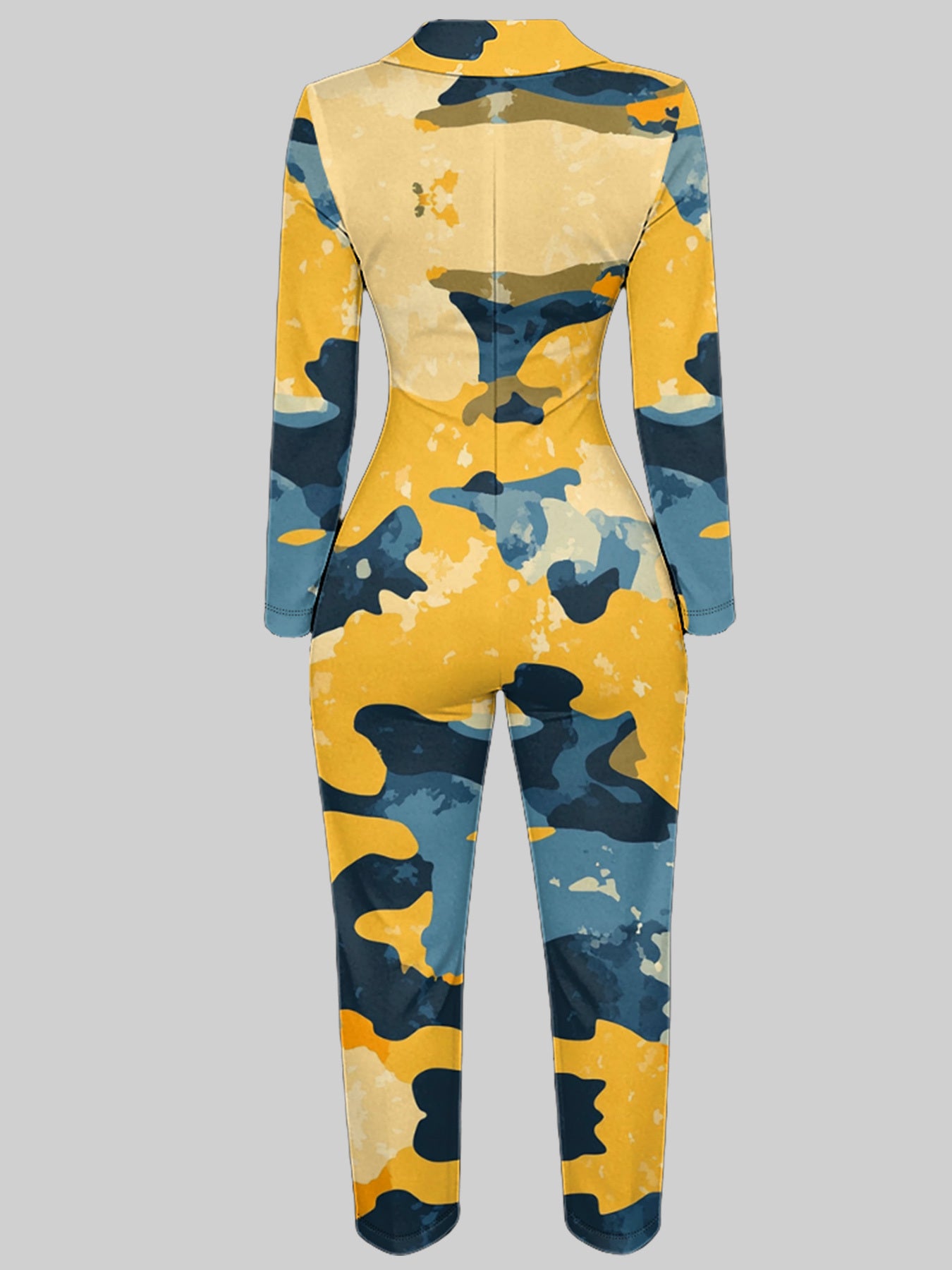 Ladies' Four-season Long-sleeved Sexy Jumpsuit, Front Zipper Design, Light Style, Fashionable Full-print, Perfect for Daily Outings and Casual Wear, Fashionable and Sexy Outfit