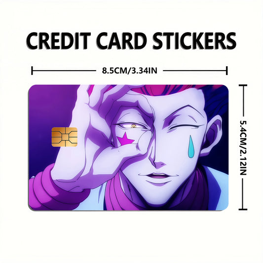 Cool Anime-Themed Awkward Avatar Pattern Ultra Thin No Residue PVC Stickers, Suitable for Credit Cards, Debit Cards, Passes, Key Cards, Bank Cards- High Quality Scratch Proof Wearable Non Slip, Pass Cover, Keycard Decal, Styl