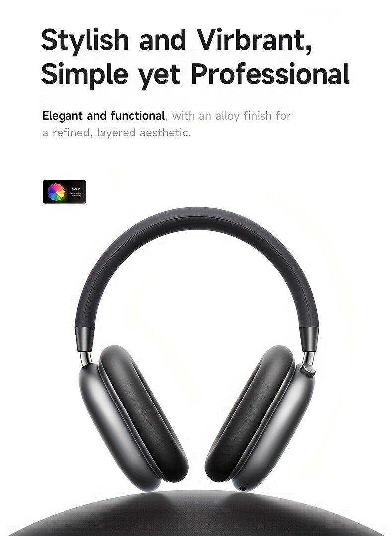 Picun F5 Hybrid ANC Wireless Headphones with 45dB Noise Cancellation, Wireless 5.4 Low-Latency, Spatial Audio, Hybrid ANC/Passive Mode, -C/, Compatible with PC/Laptop/Tablet/Skiing Headphones, 3.5mm Cable & Built-in Mic