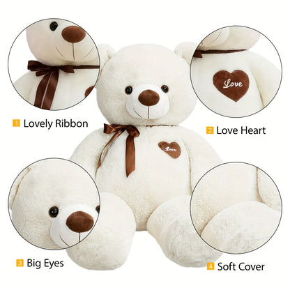 47inch 55inch Big Teddy Bear Stuffed Animal Giant Teddy Bear with Love Heart Large Plush Toy Huge Soft Doll Gift for Kids Girls Girlfriend on Birthday Valentine'S Day Christmas
