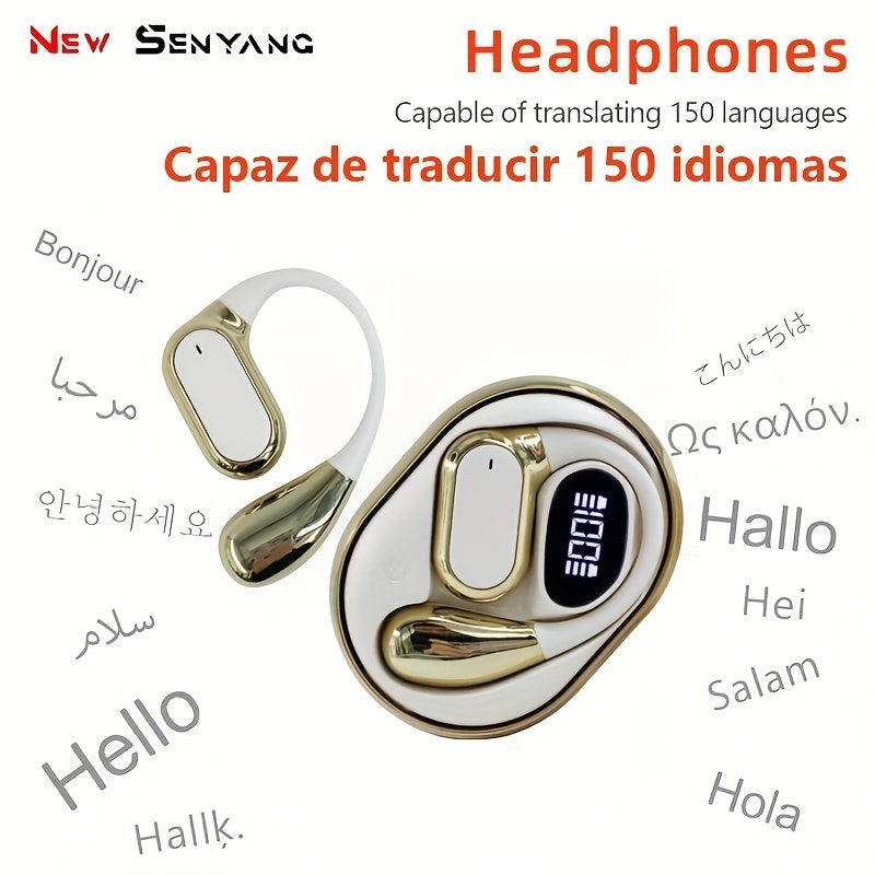 2025 NEW style [Real-Time Translator on-ear Earbuds] Real-Time 2-Way Language Translator none-in-ear Earbuds | 144 Languages, Portable Translation Headset with APP for Music & Calling, for iOS for Android,for Christmas gift
