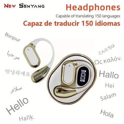 2025 NEW style [Real-Time Translator on-ear Earbuds] Real-Time 2-Way Language Translator none-in-ear Earbuds | 144 Languages, Portable Translation Headset with APP for Music & Calling, for iOS for Android,for Christmas gift