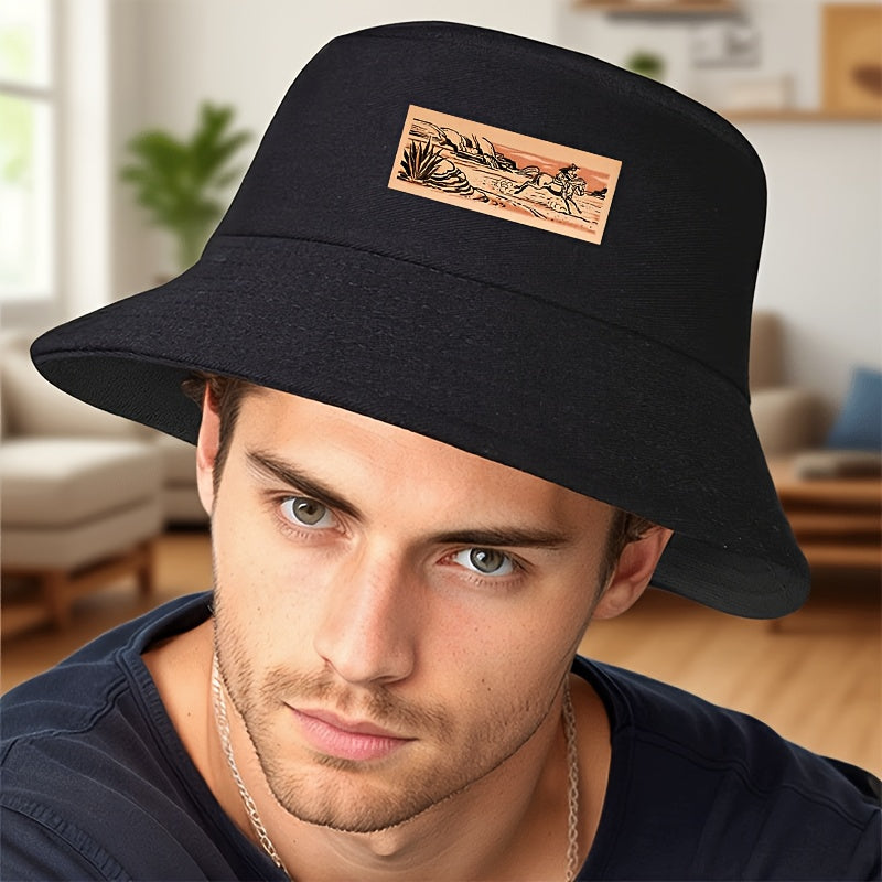 Vintage Western Cowboy Hat - Wide Brim Sun Protection, Breathable Lightweight Polyester Outdoor Camping, Fishing, Ranch - Classic Black Bucket cap for Men & Women, Fishing Gear, Rustic Design, Durable Construction, Unisex Hea