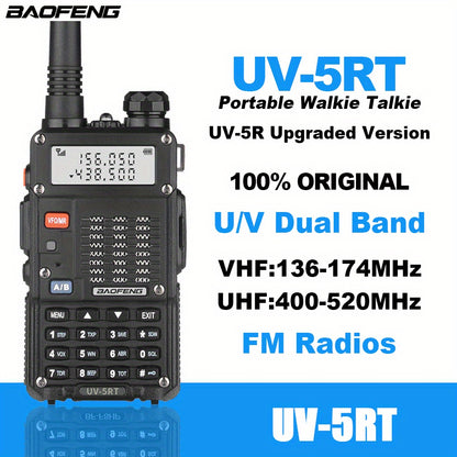 BAOFENG Upgraded UV-5R Dual Band 10 Km Long Range Two-Way Radio BF-UV5RT FM Transceiver Suitable for Car Driving, Outdoor Camping, Wilderness Hunting etc, Without Battery