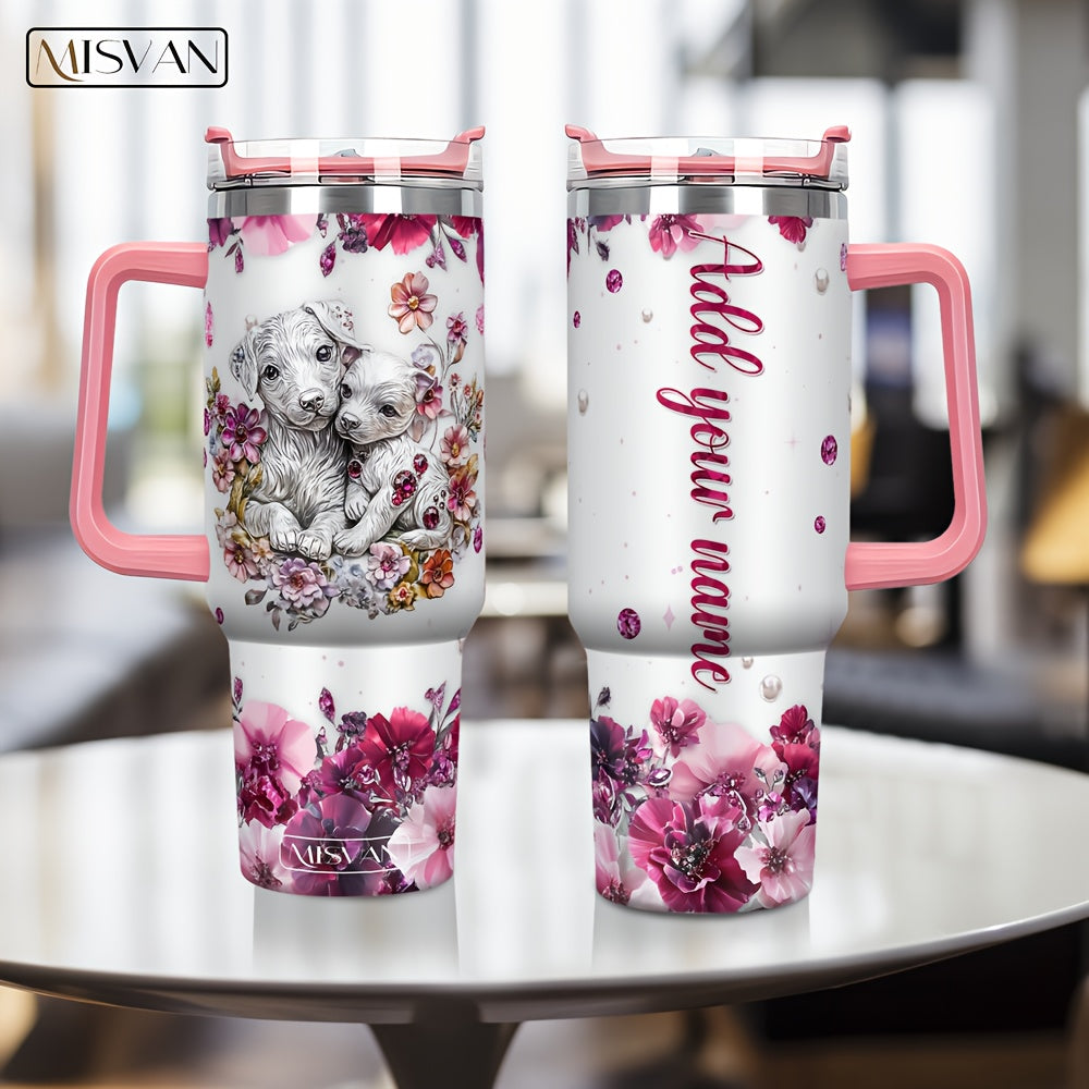 1pc Customized Name Stainless Steel Tumbler | 20oz/22oz/40oz Insulated Water with Lid, Reusable, Round Shape, 304 Stainless Steel, Ideal for Easter, Thanksgiving, Father'S Day, Mother'S Day, Graduation, White Diamond Butterfl