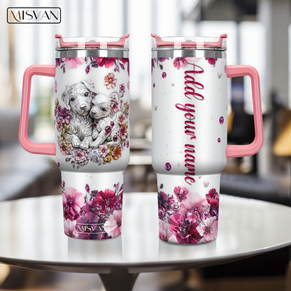 1pc Customized Name Stainless Steel Tumbler | 20oz/22oz/40oz Insulated Water with Lid, Reusable, Round Shape, 304 Stainless Steel, Ideal for Easter, Thanksgiving, Father'S Day, Mother'S Day, Graduation, White Diamond Butterfl
