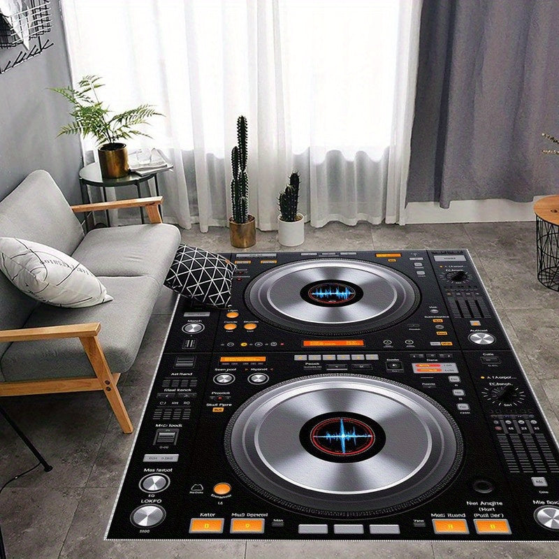 1pc DJ-Themed Mat with DJ Controller Design - Lightweight Machine-Washable Floor Mat, Non-Slip Rubber Backing & Easy-Care Fabric for Home Studio, Living Room, Bedroom, Office - Ideal Gift for Music Lovers & DJs (Modern DJ Set
