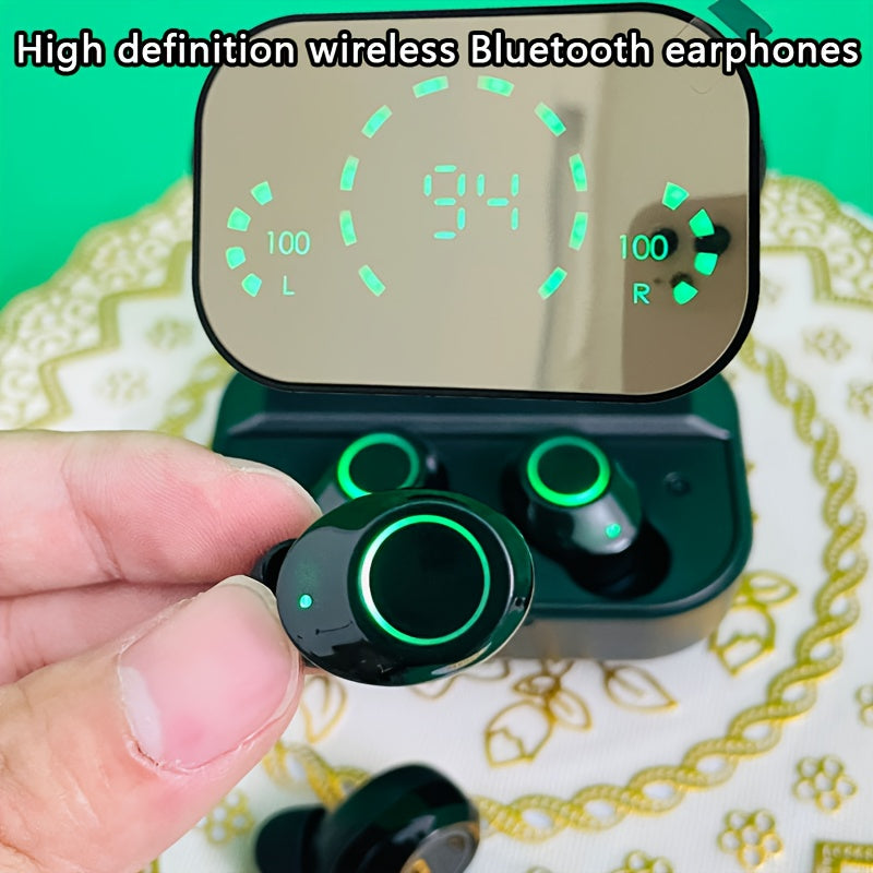 1pc Black Wireless Wireless Earbuds - BT Headphones, Stereo Deep Bass, HD Call Quality, LED Battery Display Charging Case and Smart Noise Cancellation, Touch Control, Anti-Tangle Design, 48 Hours of Playback Time, Perfect for
