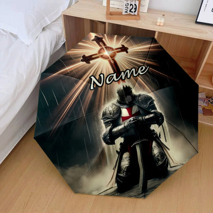 Personalized Medieval Knight Templar Umbrella - Name/Text, Automatic Open/Close, Heavy-Duty 8-Rib Windproof Design, Medieval-Themed Gift for History Buffs, Knights, Birthday or Christmas Present - Portable Travel Umbrella for