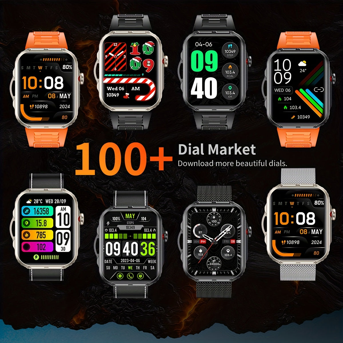 COIUSOR Men'S Smartwatch with LED Flashlight, IPX7, Wireless Calling & SMS Alerts, 2.02" HD Large Screen, Sports Mode, Zinc Alloy, Compatible with for iphone/Android, USB Rechargeable, Sporty Watch Design, Robust Strap Qualit